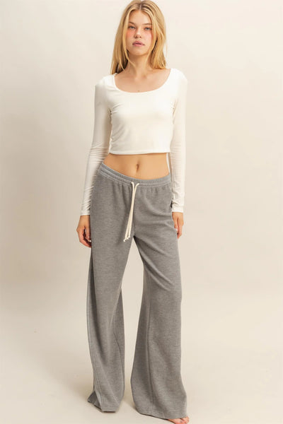 Grey Waffle Knit Pants