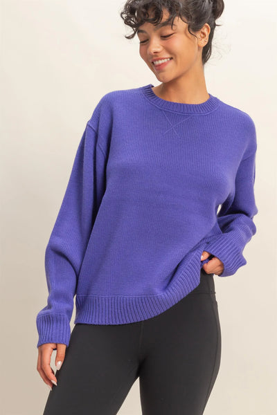 Iris Purple Crew Neck Sweater