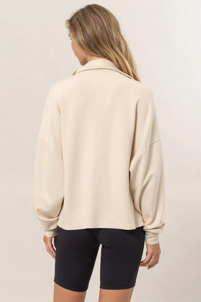 Cream High Neck Zip-Up Jacket