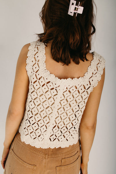 Sequins Embellished Diamond Crochet Lace Vest