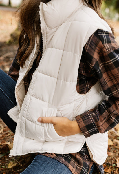 Cream Quilted Puffer Vest