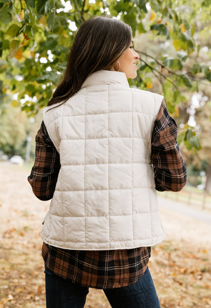 Cream Quilted Puffer Vest