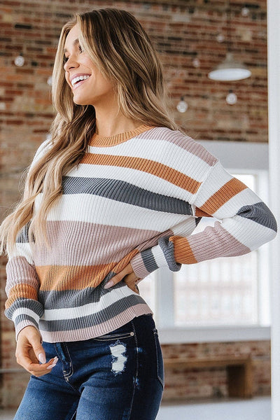 Camel Striped Sweater