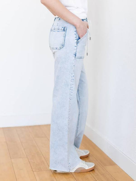 Lovervet Drawstring Wide Leg Jeans