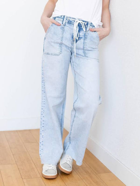 Lovervet Drawstring Wide Leg Jeans