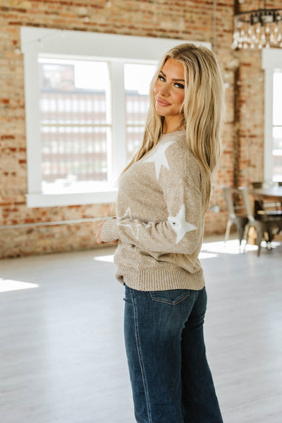 Mocha & Ivory Knit Star Sweater