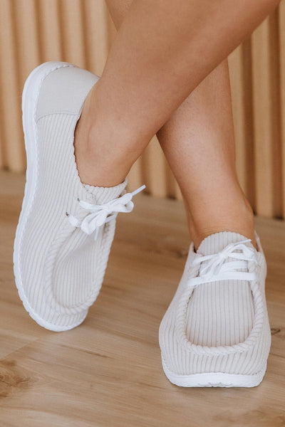 Oatmeal Corduroy Slip On Shoes