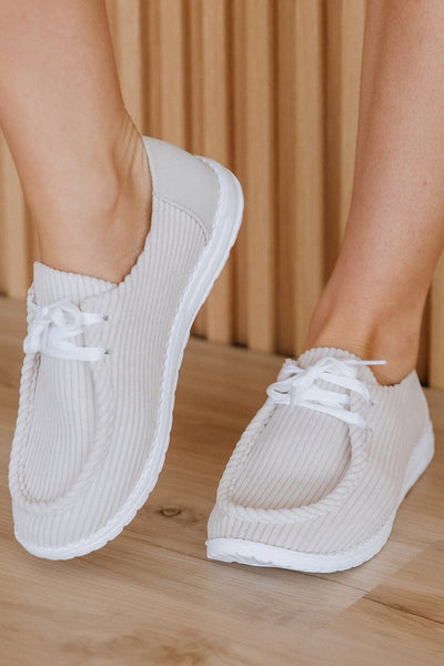 Oatmeal Corduroy Slip On Shoes