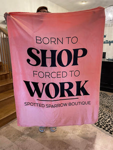 Born to Shop Blanket in Coral